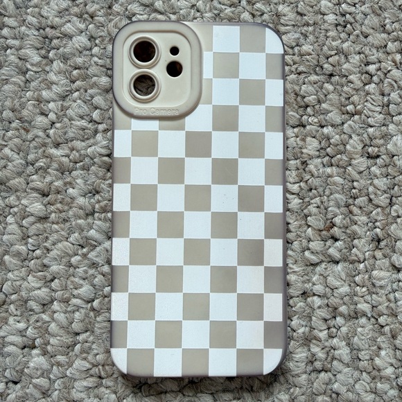 Other - Checkered Beige and White IPhone 12 Case